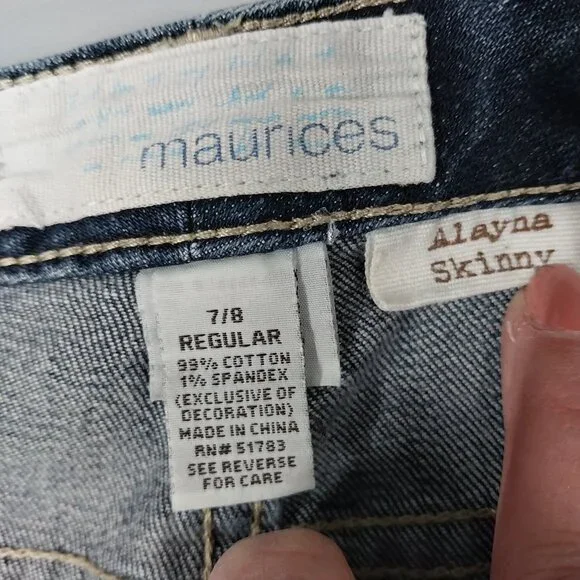 3033 Size 7/8 Maurices Upcycled Ruffle Leg Jeans - Picture 5 of 5
